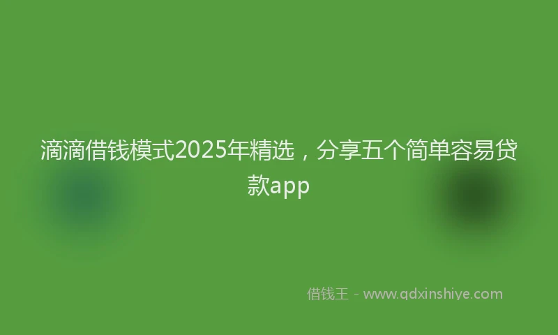 滴滴借钱模式2025年精选，分享五个简单容易贷款app