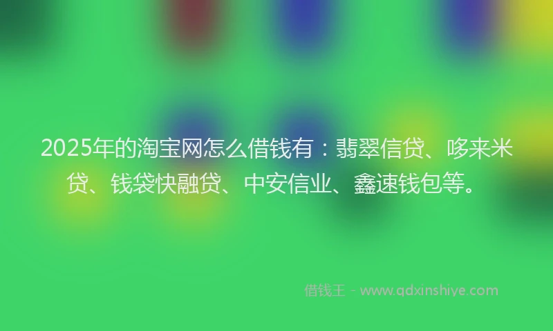 2025年的淘宝网怎么借钱有：翡翠信贷、哆来米贷、钱袋快融贷、中安信业、鑫速钱包等。