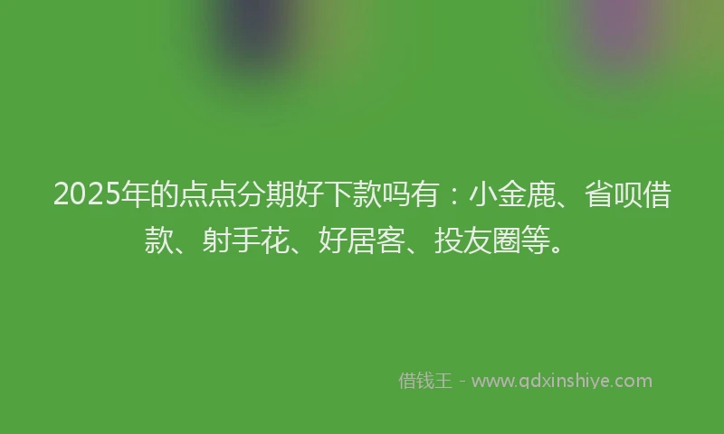 2025年的点点分期好下款吗有：小金鹿、省呗借款、射手花、好居客、投友圈等。