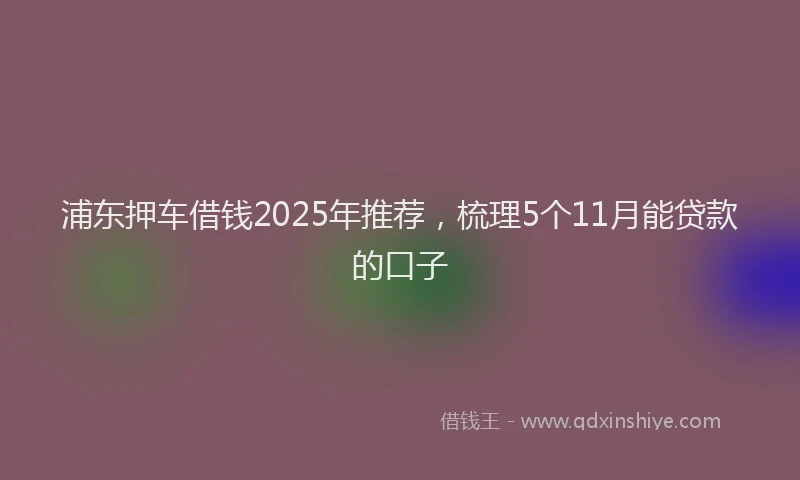 浦东押车借钱2025年推荐，梳理5个11月能贷款的口子
