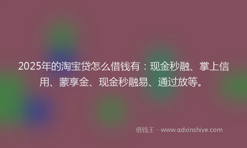 2025年的淘宝贷怎么借钱有：现金秒融、掌上信用、蒙享金、现金秒融易、通过放等。