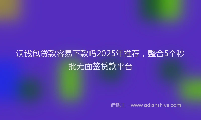 沃钱包贷款容易下款吗2025年推荐，整合5个秒批无面签贷款平台