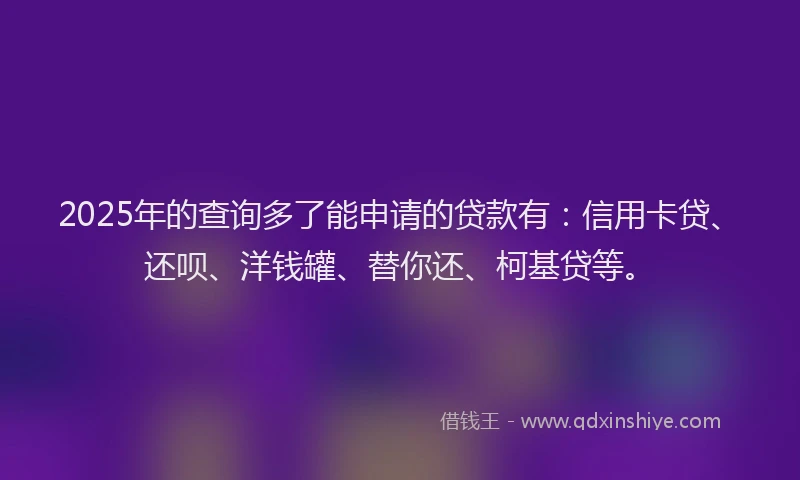 2025年的查询多了能申请的贷款有：信用卡贷、还呗、洋钱罐、替你还、柯基贷等。