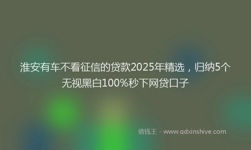 淮安有车不看征信的贷款2025年精选，归纳5个无视黑白100%秒下网贷口子