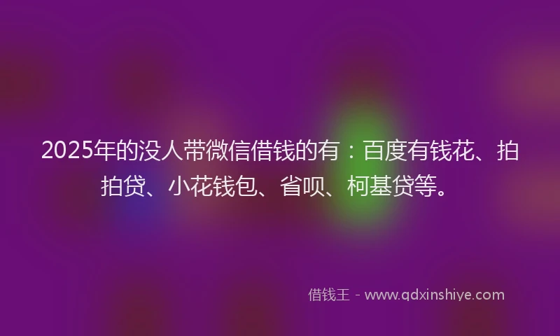 2025年的没人带微信借钱的有：百度有钱花、拍拍贷、小花钱包、省呗、柯基贷等。