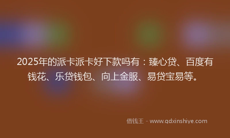 2025年的派卡派卡好下款吗有：臻心贷、百度有钱花、乐贷钱包、向上金服、易贷宝易等。