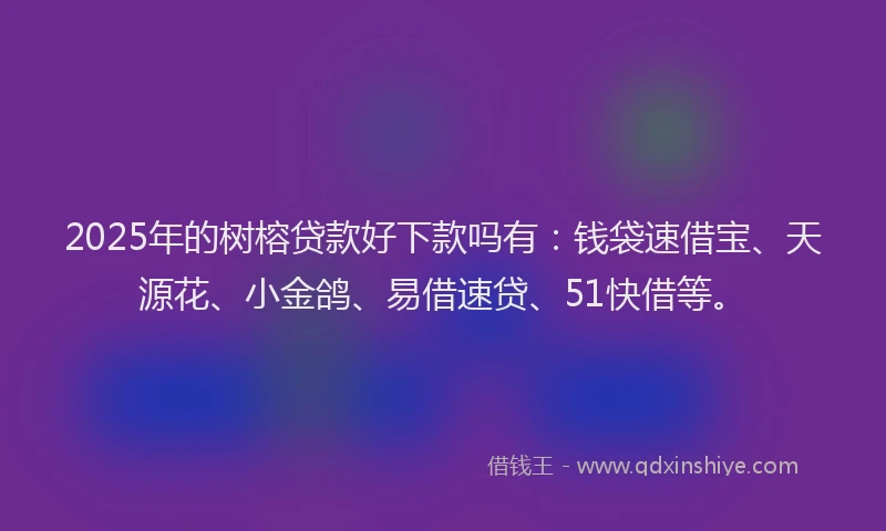 2025年的树榕贷款好下款吗有：钱袋速借宝、天源花、小金鸽、易借速贷、51快借等。