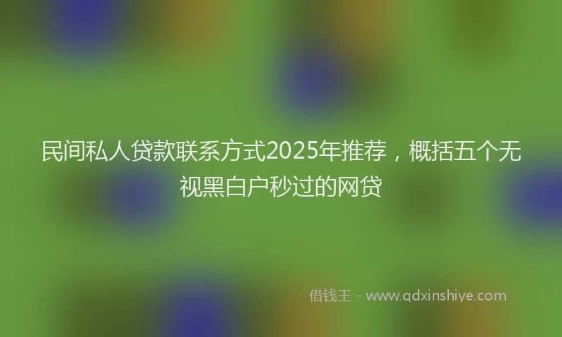 民间私人贷款联系方式2025年推荐，概括五个无视黑白户秒过的网贷