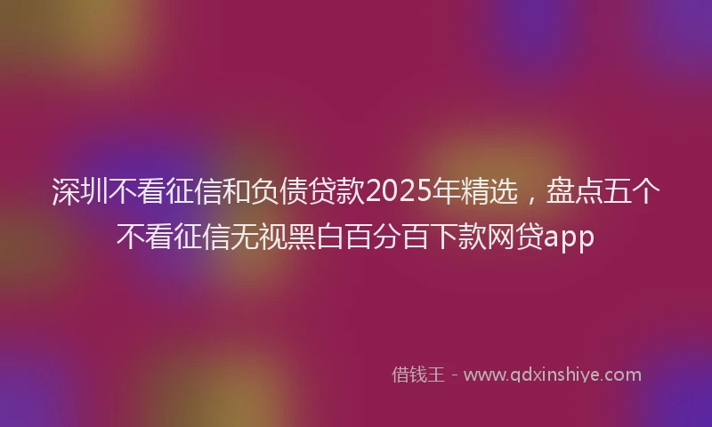 深圳不看征信和负债贷款2025年精选，盘点五个不看征信无视黑白百分百下款网贷app