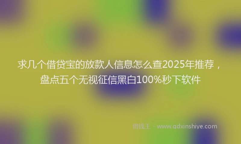 求几个借贷宝的放款人信息怎么查2025年推荐，盘点五个无视征信黑白100%秒下软件