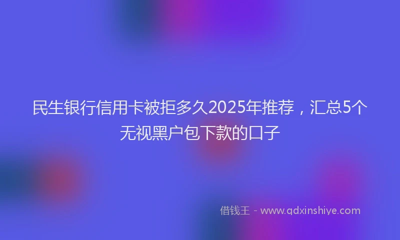民生银行信用卡被拒多久2025年推荐，汇总5个无视黑户包下款的口子