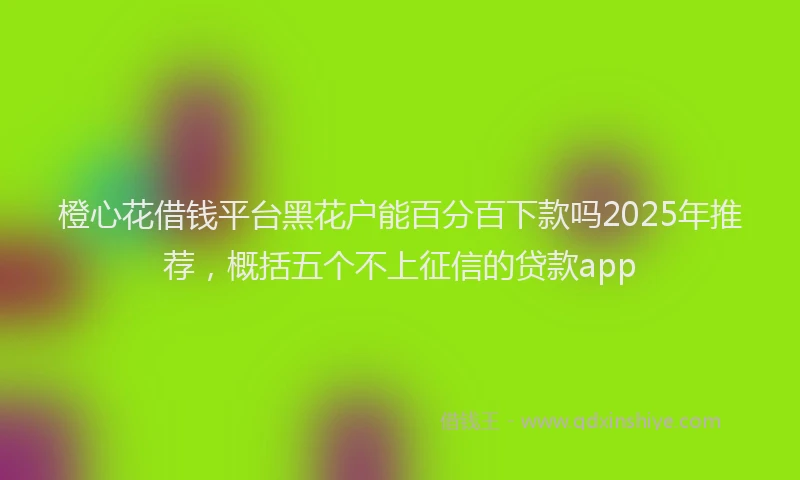 橙心花借钱平台黑花户能百分百下款吗2025年推荐，概括五个不上征信的贷款app
