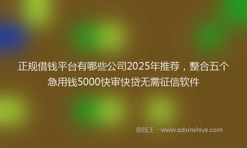 正规借钱平台有哪些公司2025年推荐，整合五个急用钱5000快审快贷无需征信软件