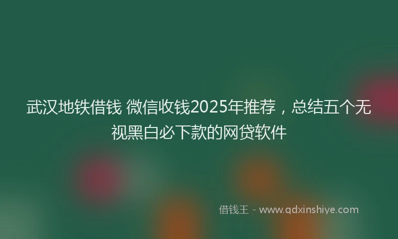 武汉地铁借钱 微信收钱2025年推荐，总结五个无视黑白必下款的网贷软件