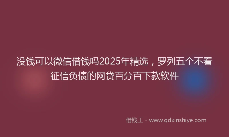 没钱可以微信借钱吗2025年精选，罗列五个不看征信负债的网贷百分百下款软件
