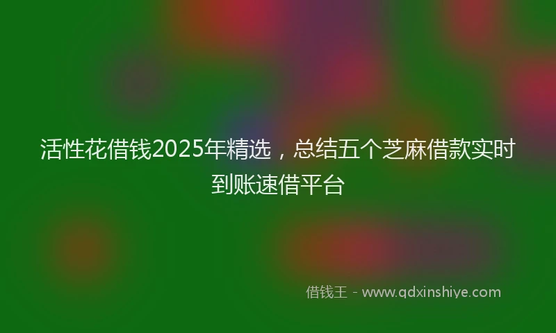 活性花借钱2025年精选，总结五个芝麻借款实时到账速借平台
