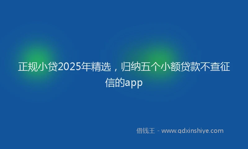 正规小贷2025年精选，归纳五个小额贷款不查征信的app