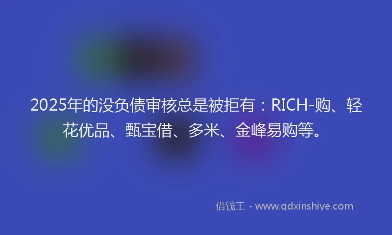 2025年的没负债审核总是被拒有：RICH-购、轻花优品、甄宝借、多米、金峰易购等。