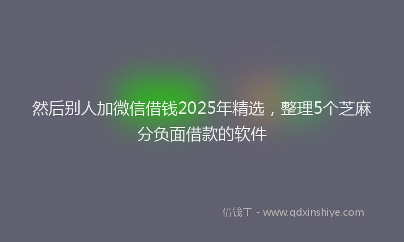 然后别人加微信借钱2025年精选，整理5个芝麻分负面借款的软件