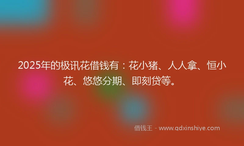 2025年的极讯花借钱有：花小猪、人人拿、恒小花、悠悠分期、即刻贷等。