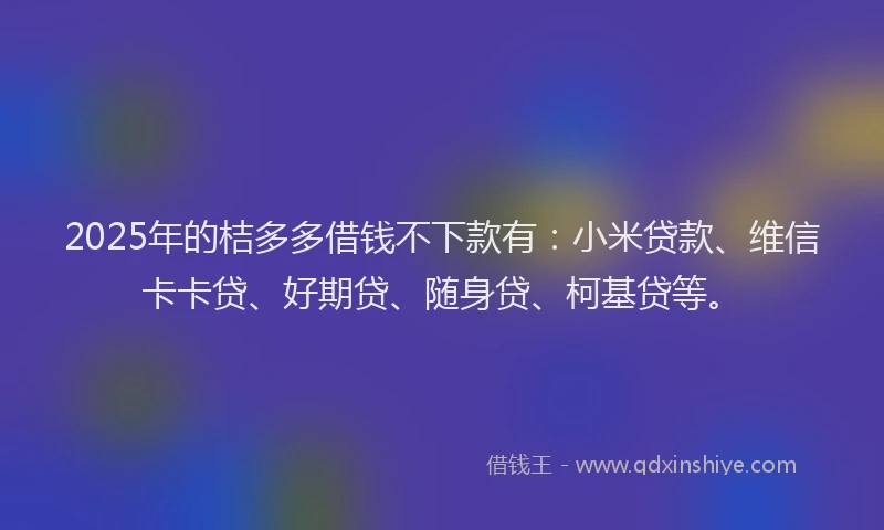2025年的桔多多借钱不下款有：小米贷款、维信卡卡贷、好期贷、随身贷、柯基贷等。
