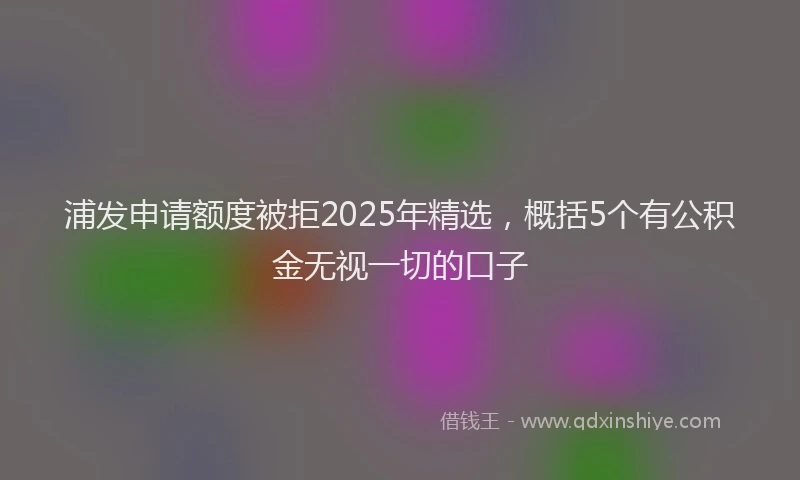 浦发申请额度被拒2025年精选，概括5个有公积金无视一切的口子
