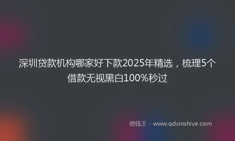 深圳贷款机构哪家好下款2025年精选，梳理5个借款无视黑白100%秒过