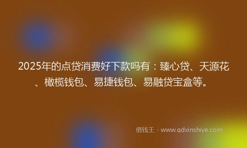 2025年的点贷消费好下款吗有：臻心贷、天源花、橄榄钱包、易捷钱包、易融贷宝盒等。