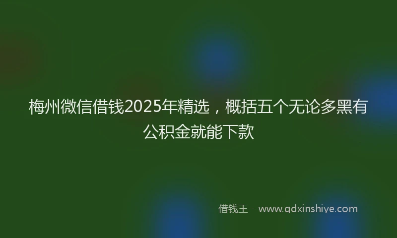 梅州微信借钱2025年精选，概括五个无论多黑有公积金就能下款