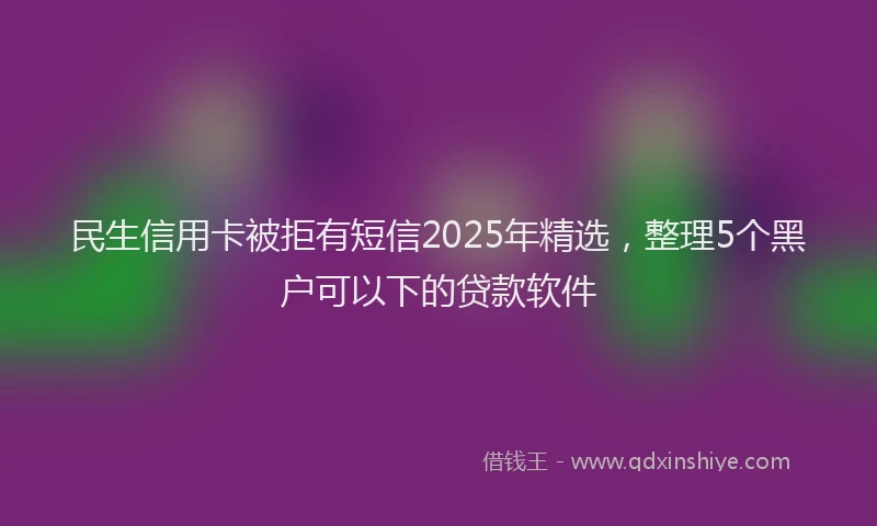民生信用卡被拒有短信2025年精选，整理5个黑户可以下的贷款软件