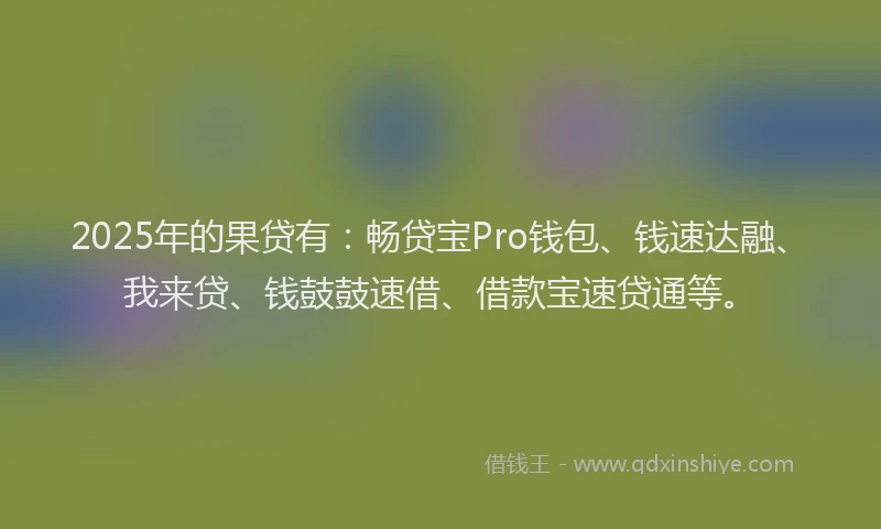 2025年的果贷有：畅贷宝Pro钱包、钱速达融、我来贷、钱鼓鼓速借、借款宝速贷通等。