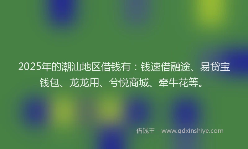 2025年的潮汕地区借钱有：钱速借融途、易贷宝钱包、龙龙用、兮悦商城、牵牛花等。