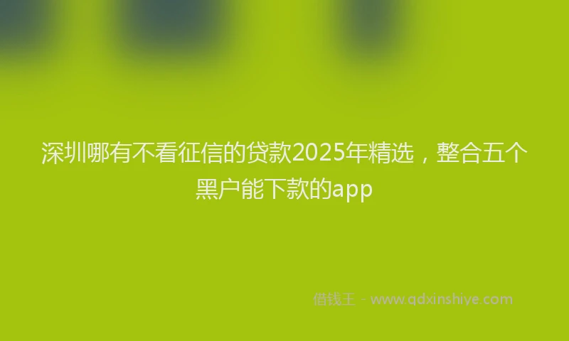 深圳哪有不看征信的贷款2025年精选，整合五个黑户能下款的app
