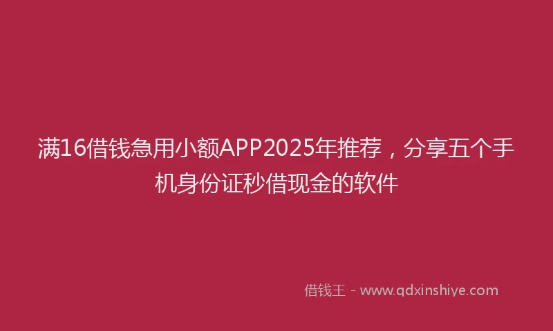 满16借钱急用小额APP2025年推荐，分享五个手机身份证秒借现金的软件