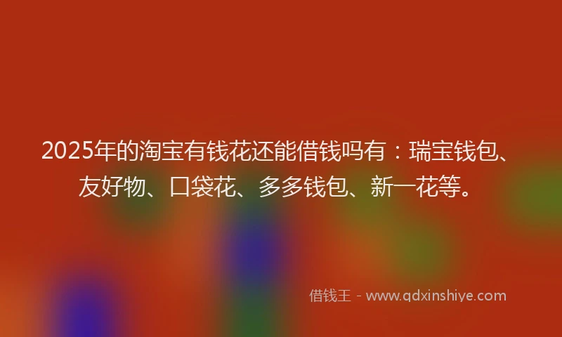 2025年的淘宝有钱花还能借钱吗有：瑞宝钱包、友好物、口袋花、多多钱包、新一花等。
