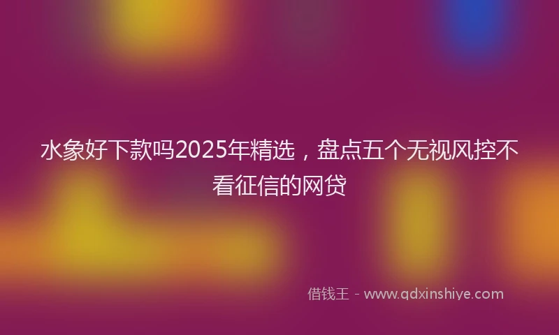水象好下款吗2025年精选，盘点五个无视风控不看征信的网贷