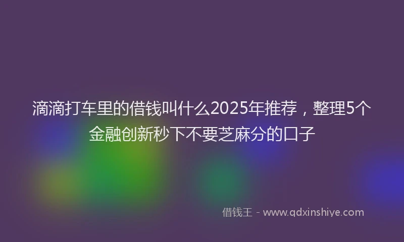 滴滴打车里的借钱叫什么2025年推荐，整理5个金融创新秒下不要芝麻分的口子