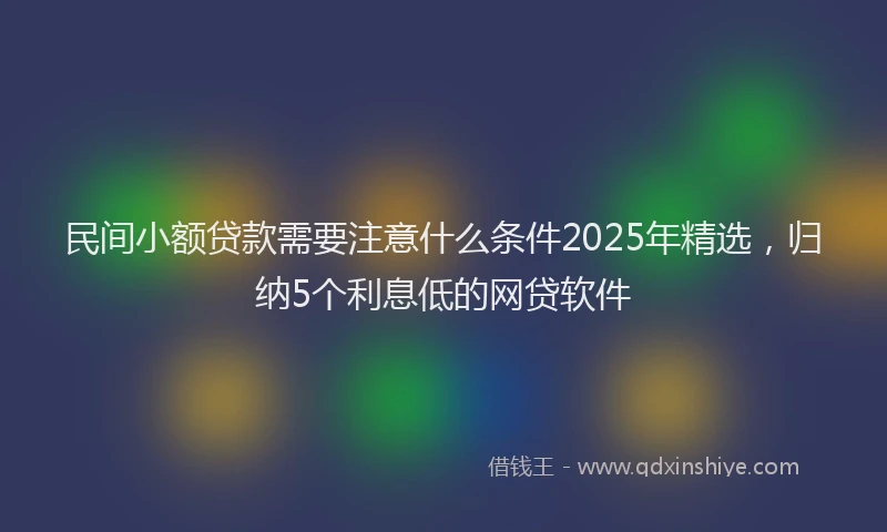 民间小额贷款需要注意什么条件2025年精选，归纳5个利息低的网贷软件