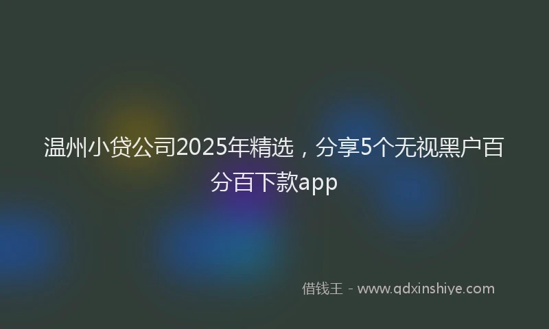 温州小贷公司2025年精选，分享5个无视黑户百分百下款app