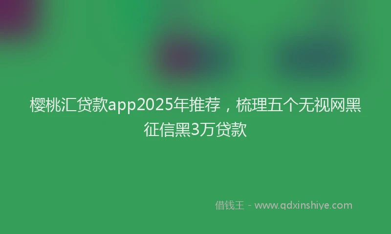樱桃汇贷款app2025年推荐，梳理五个无视网黑征信黑3万贷款