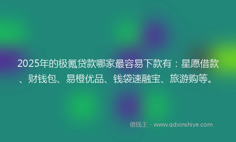 2025年的极氪贷款哪家最容易下款有：星愿借款、财钱包、易橙优品、钱袋速融宝、旅游购等。