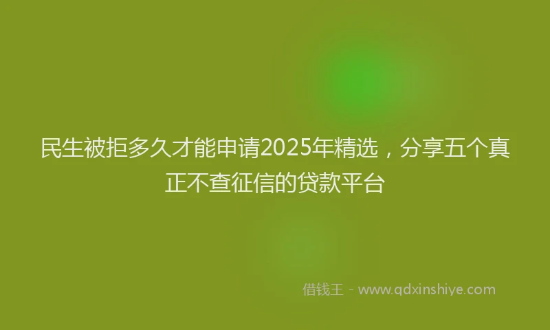 民生被拒多久才能申请2025年精选，分享五个真正不查征信的贷款平台