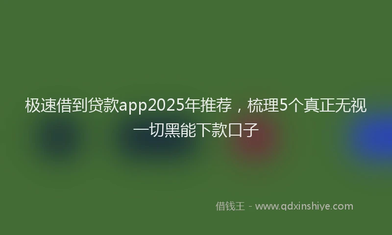 极速借到贷款app2025年推荐，梳理5个真正无视一切黑能下款口子