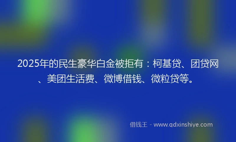 2025年的民生豪华白金被拒有：柯基贷、团贷网、美团生活费、微博借钱、微粒贷等。