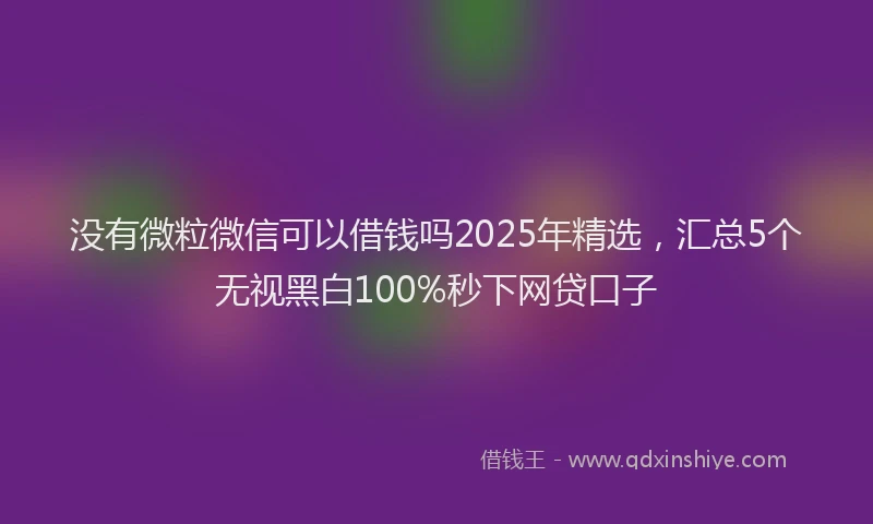 没有微粒微信可以借钱吗2025年精选，汇总5个无视黑白100%秒下网贷口子