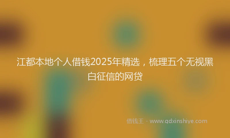 江都本地个人借钱2025年精选，梳理五个无视黑白征信的网贷