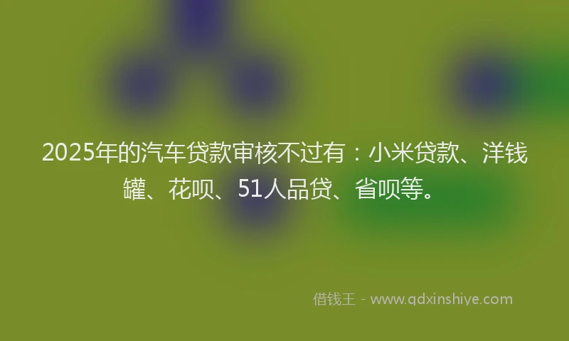 2025年的汽车贷款审核不过有：小米贷款、洋钱罐、花呗、51人品贷、省呗等。