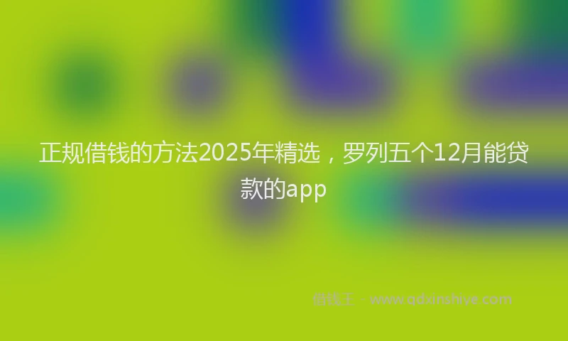 正规借钱的方法2025年精选，罗列五个12月能贷款的app