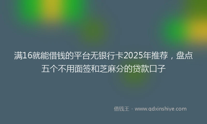 满16就能借钱的平台无银行卡2025年推荐，盘点五个不用面签和芝麻分的贷款口子