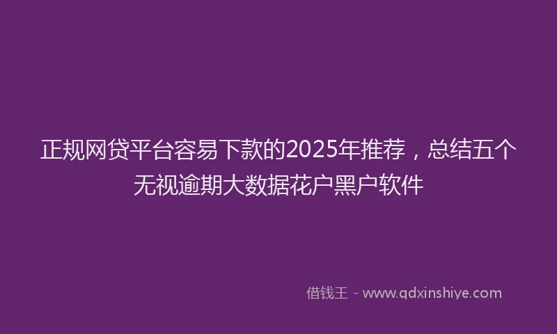 正规网贷平台容易下款的2025年推荐，总结五个无视逾期大数据花户黑户软件